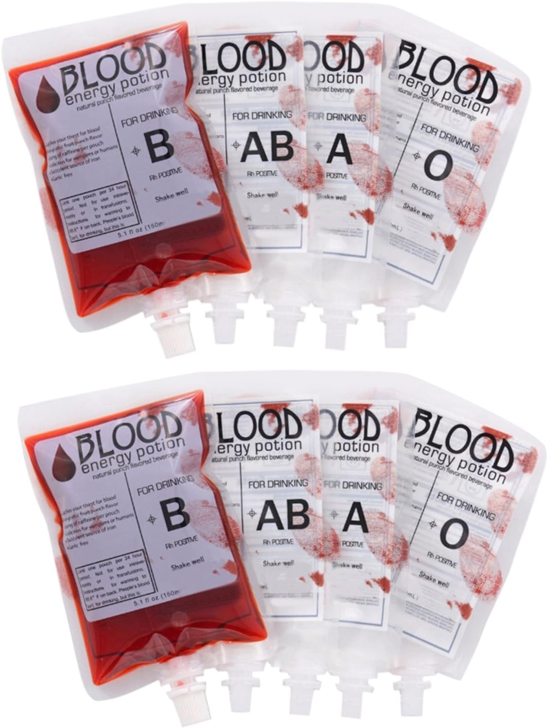Reusable Blood Bags for Drinks Halloween Juice Energy Container Set of 10