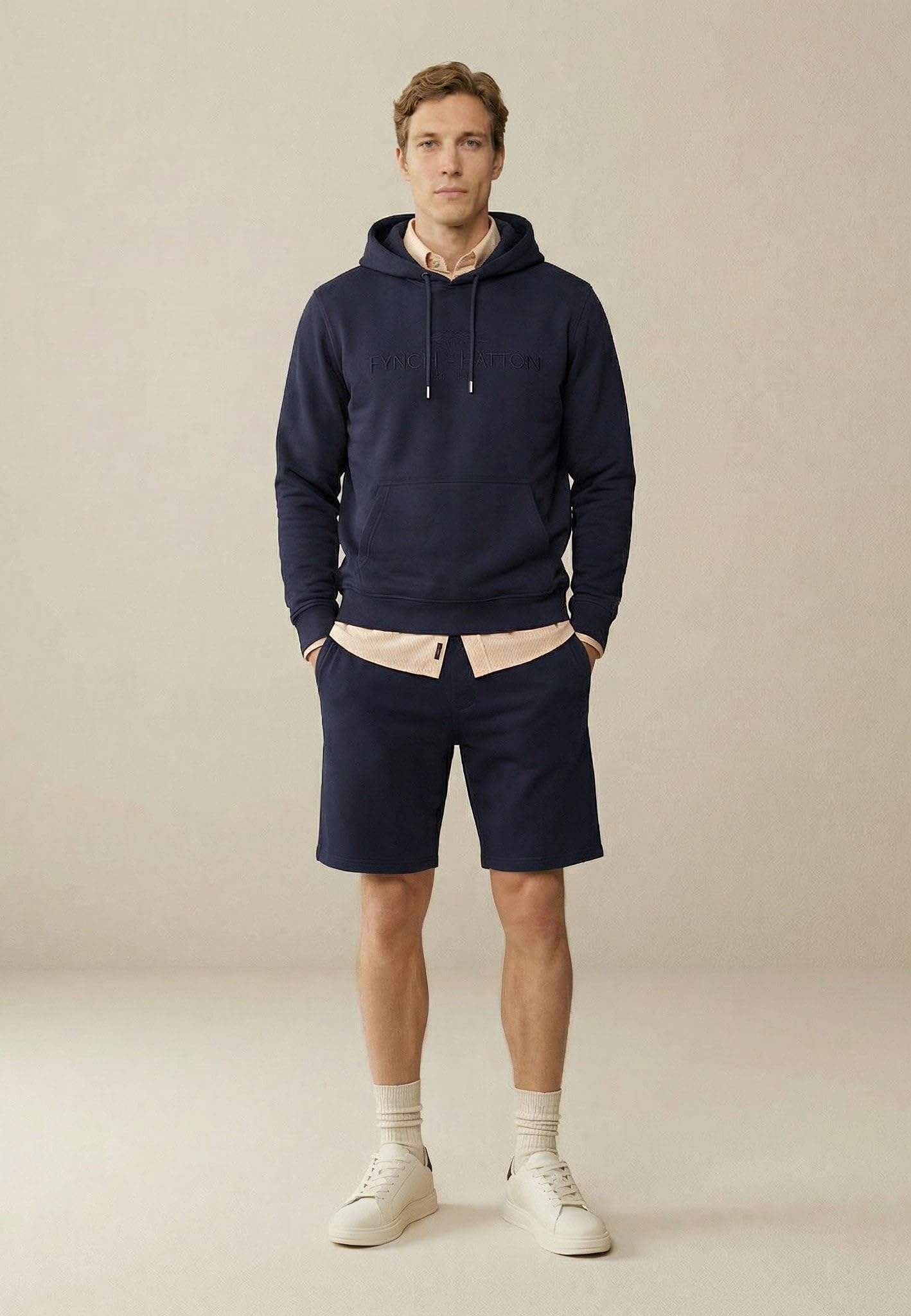 FYNCH-HATTON Hoodie aus Baumwolle mit Logoprägung Navy/XL