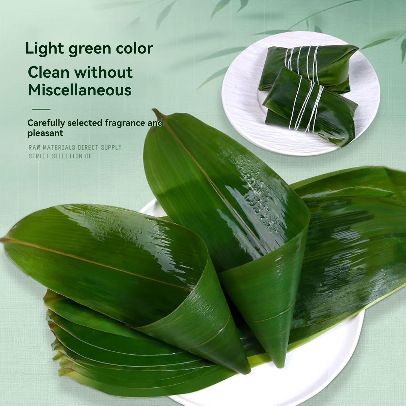 fresh banana leaves(100 pcs, 13" L x 3.2" W) ,Fresh Banana Leaves for Cooking ,bamboo leaves suit Sushi making, Zongzi - Image 3