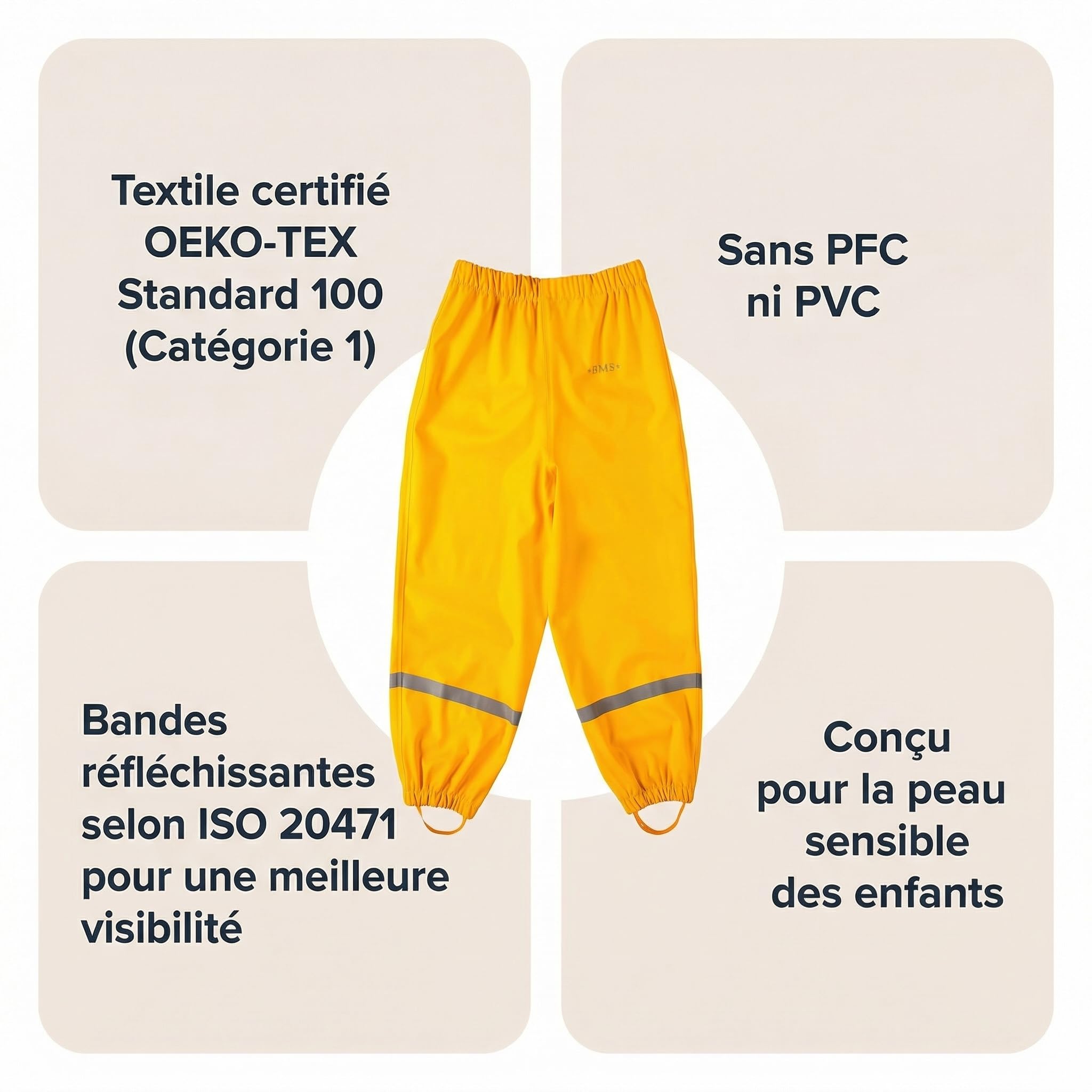Pantalones de trabajo para la lluvia SoftSkin BMS amarillo 116 cm