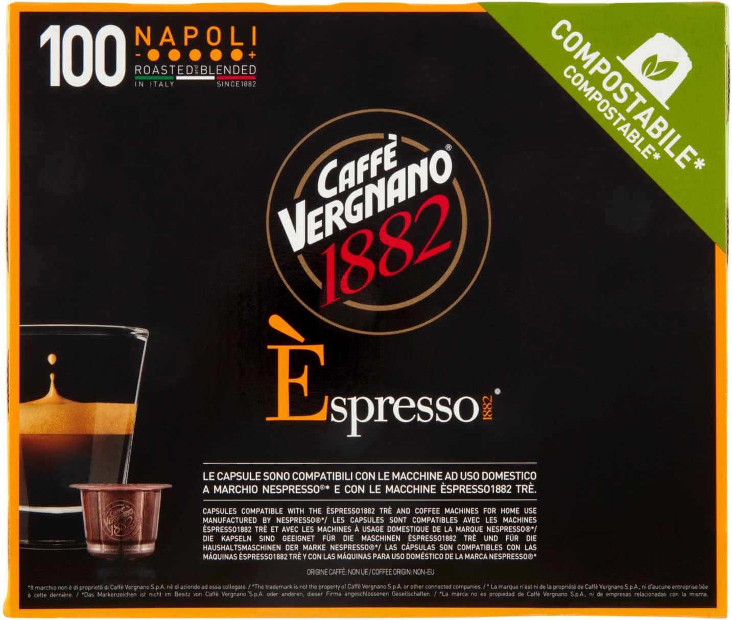 Caffè Vergnano 1882 Napoli Èspresso Capsule Caffè Compostabili