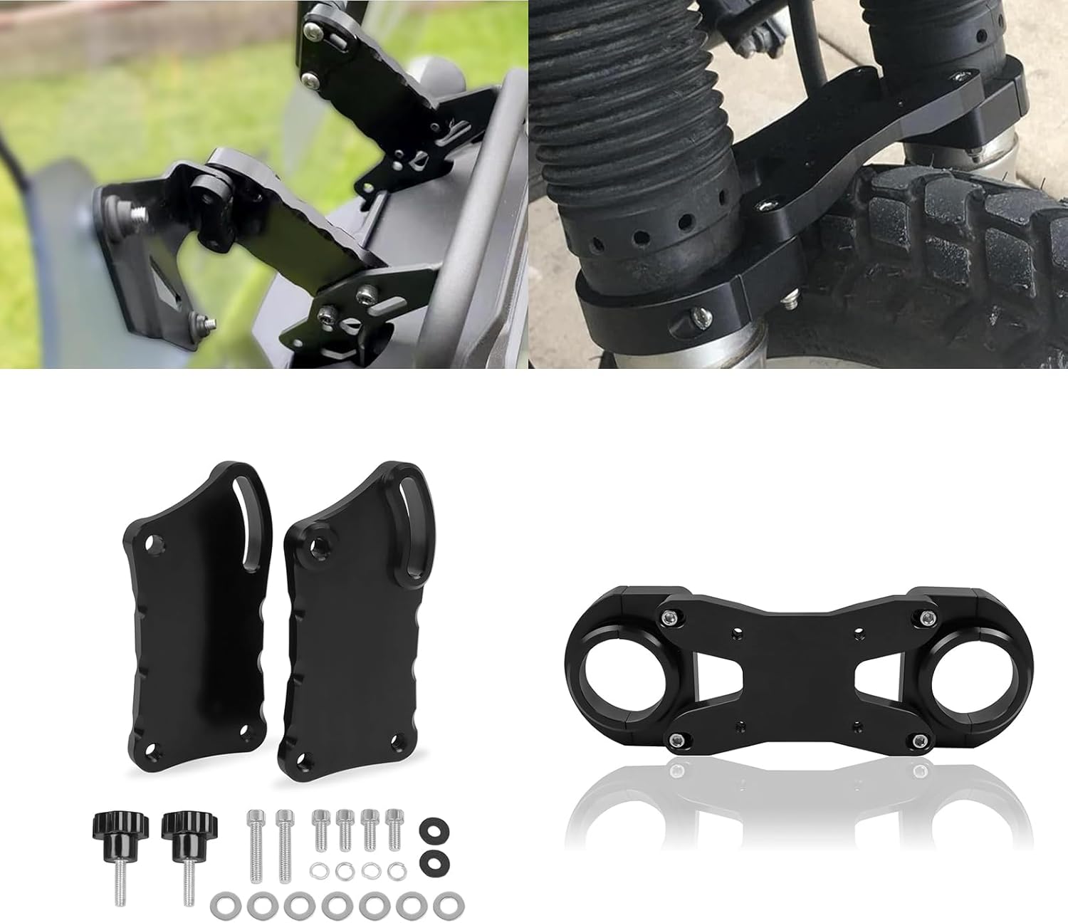 Front Fork Brace with Windscreen Windshield Risers Replacement for Kawasaki KLR650 KLR 650 2022 2023