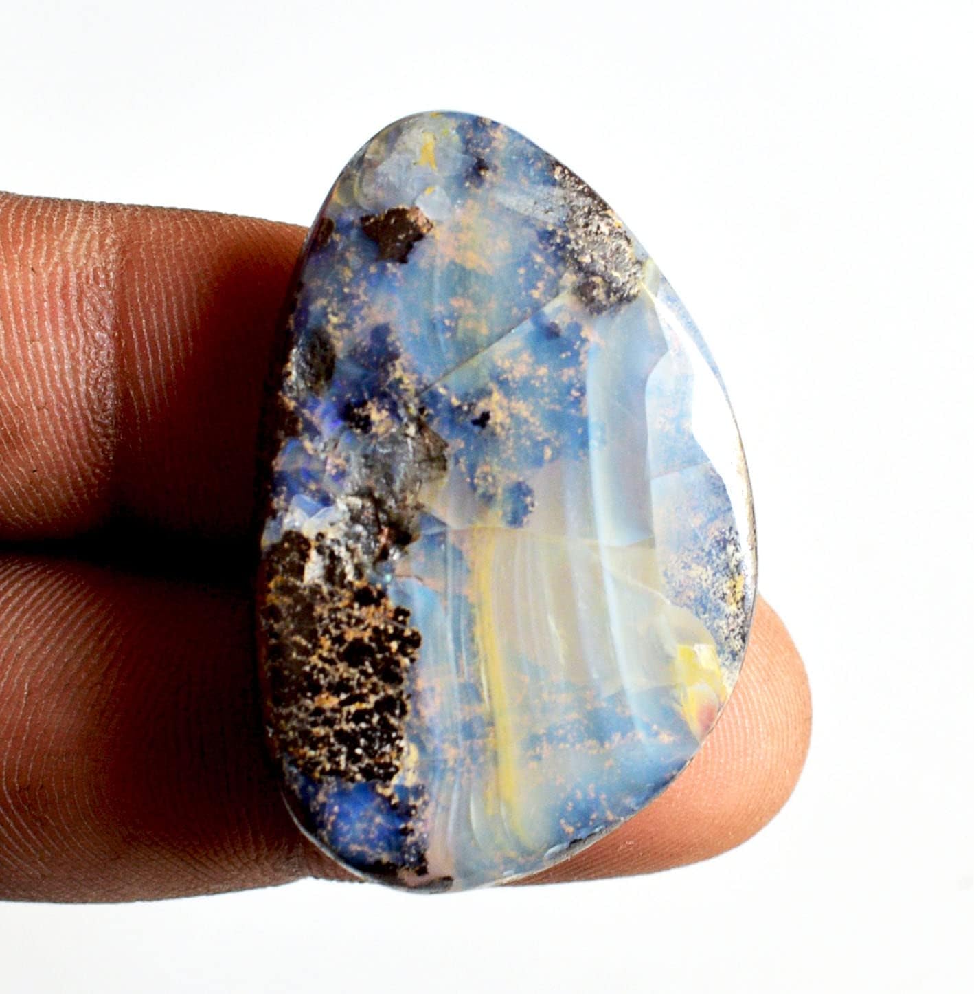 Natural Multicolor Boulder Opal 49 Ct Fancy Cabochon Loose Gemstone Single Stone for Ring Pendant Necklace Making DIY Craft Jewelry 35x23x8 mm image 4