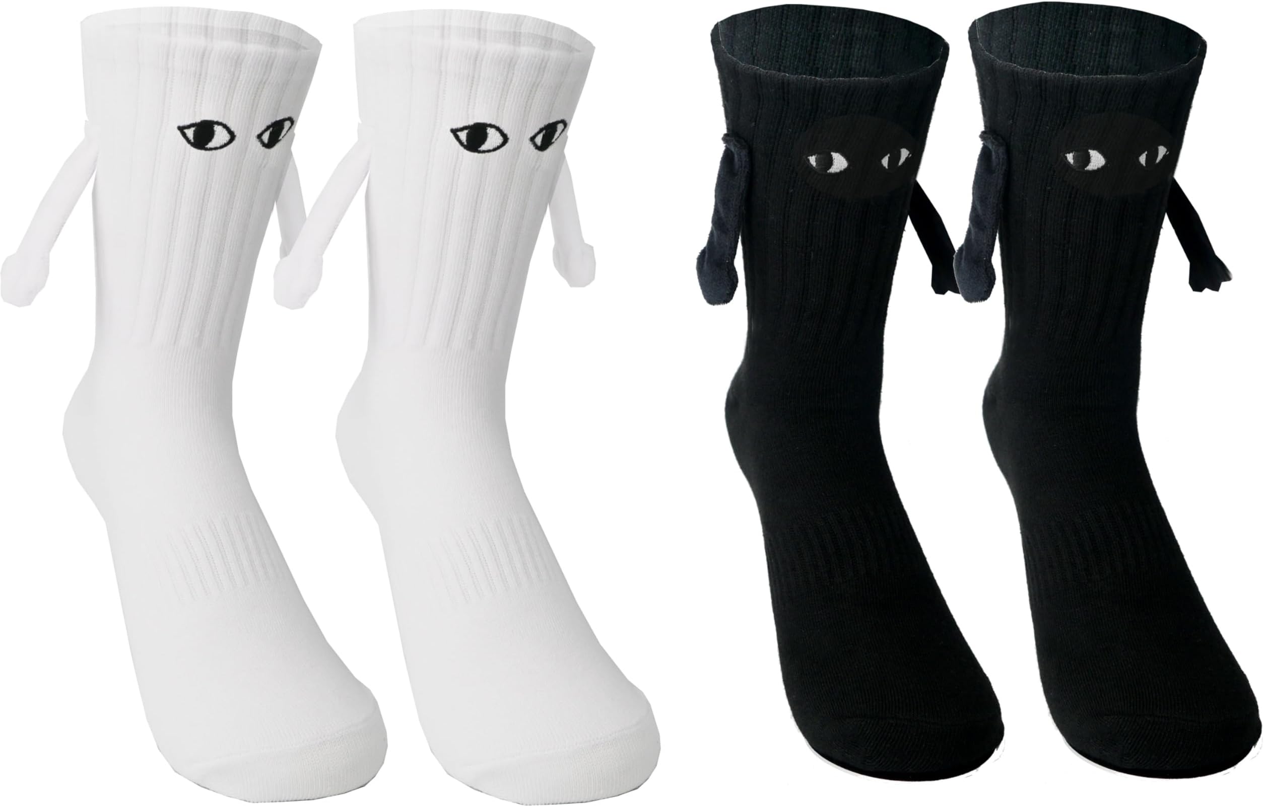 Keauexp Matching Magnetic Hand Holding Socks, Embroidery Eyes Friendship Socks Funny Novelty Gifts for Besties Best Friends