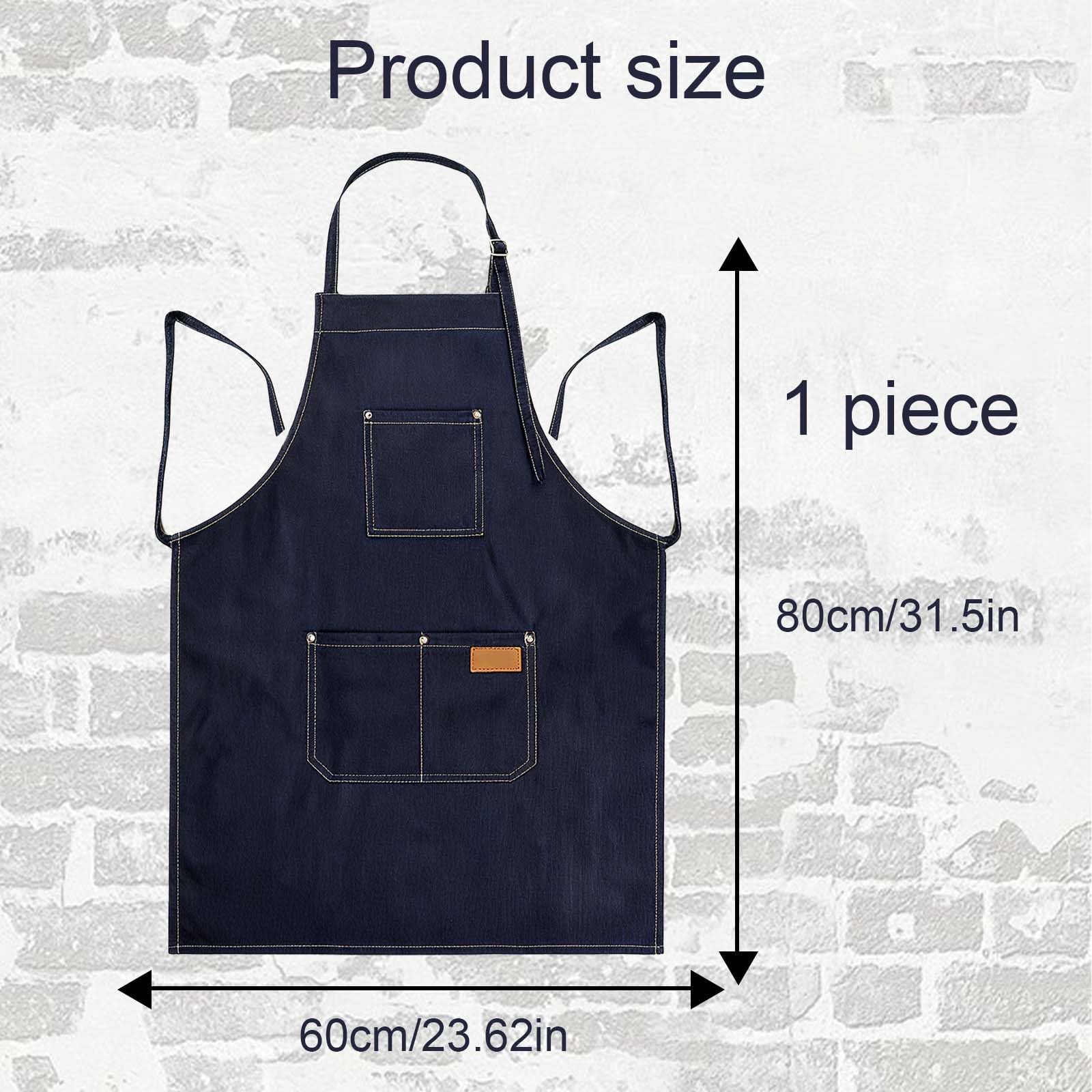 Grembiule da lavoro lungo in jeans con 3 tasche 80x60 cm, grembiule cucina giardinaggio salone artigianato unisex regolabile resistente per casa e professionisti
