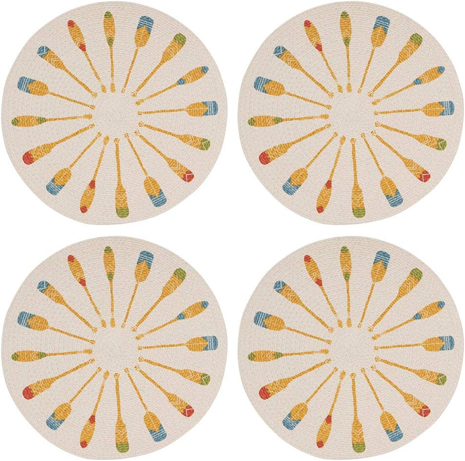 Now Designs 1035010aa Round Braided Cotton Placemats, Set of Four, Wild Bunch
