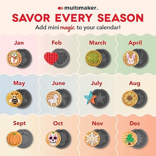 Miniatura 6 de DASH - Miniwaflera multifunción de edición navideña con seis placas removibles de 4 pulgadas con diseños festivos Waflera y plancha 4 en 1 mini para