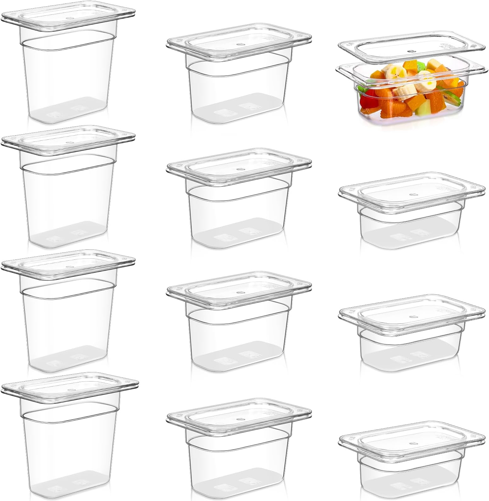 Geetery 12 Pack 1/9 Size 6'' Deep Polycarbonate Food Pan
