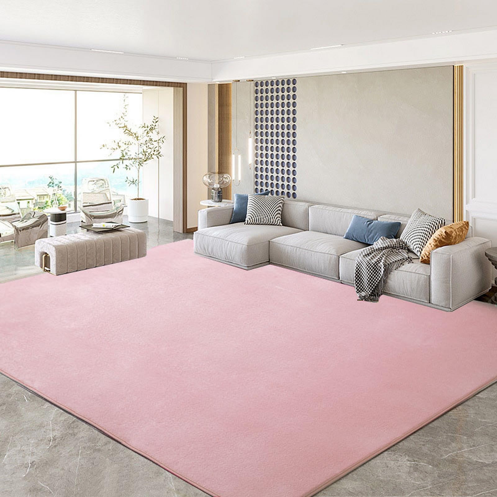 SK Studio Alfombras Salón Grandes Shaggy Pelo Corto Alfombra Habitación Dormitorio Lavables Alfombra Antideslizante Muy Suave para Comedor, Dormitorio Rosa, 200x300cm