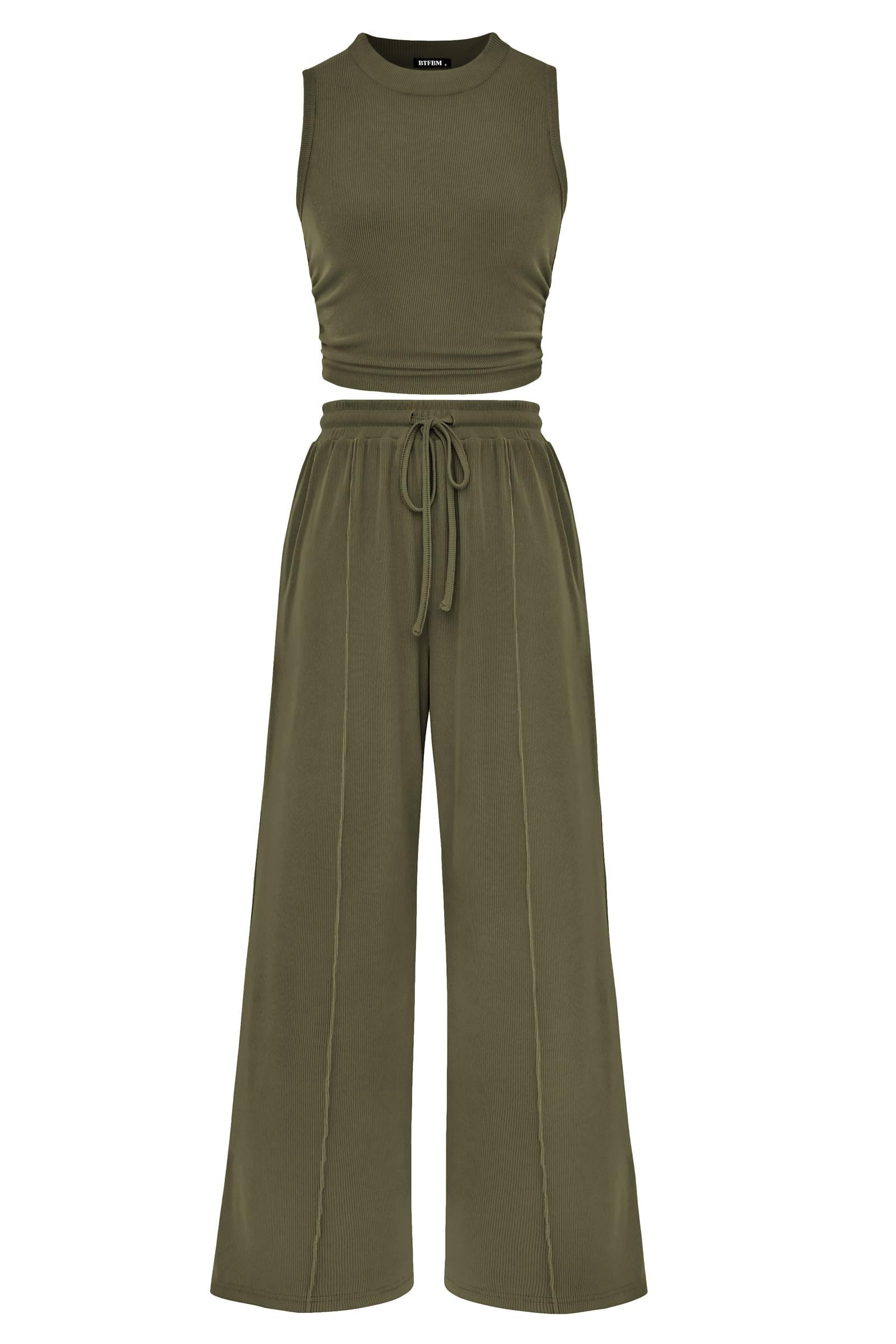 PRETTYGARDEN 2 Piece Sets for Women Summer Casual 2025 Spring Sleeveless Tank Ribbed Travel Vacation Lounge Wear Outfits