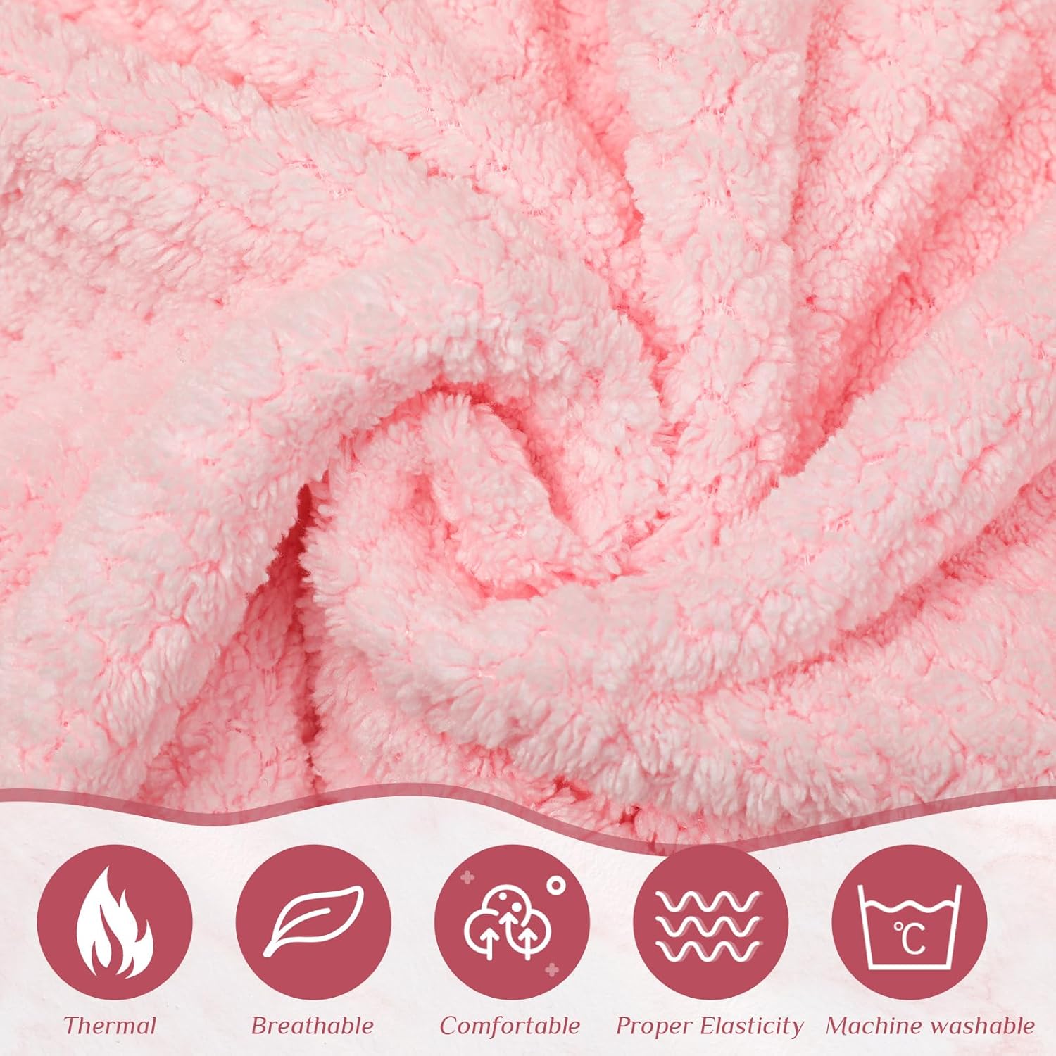Tigeen 6 Pcs Bath Wraps for Women Waffle Spa Robe Adjustable Closure Elastic Top Lightweight Towel Dress (Pink)