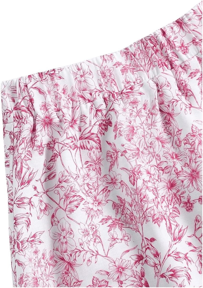 SOLY HUX Women's Summer 2 Piece Vacation Cruise Outfits Floral Print Tube Top and Maxi Skirt Set Red and White Floral Medium - Image 4