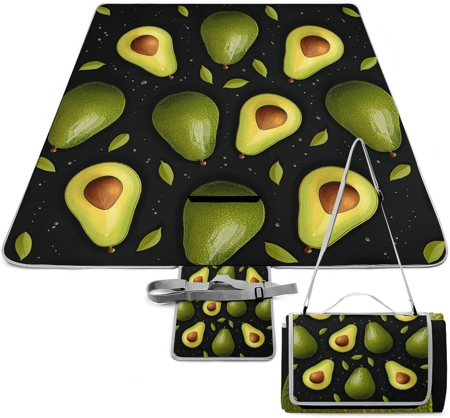 Outdoor Picnic Blanket Extra Large Beach Blanket Waterproof Picnic Mat Green Pictures Camping Blanket Portable with Carry Strap Park Blanket for Grass Camping Park