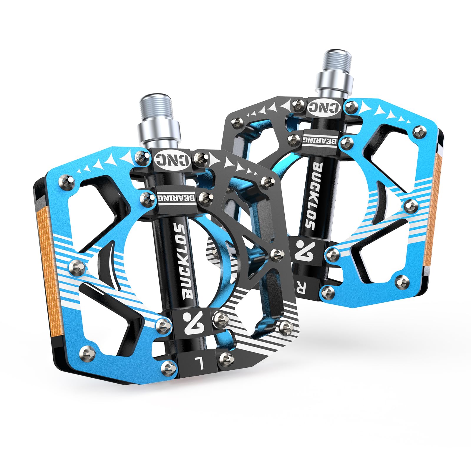 AEYINO Aluminum Flat Bike Pedals with Sealed Bearings - 9/16" (Black-Blue)