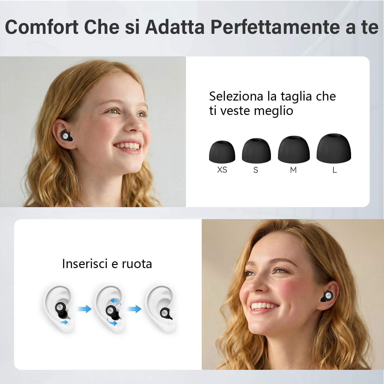 Tappi Orecchie Dormire, 45dB Protezione dell'udito, 2026 Nuovo Antirumore Quiet Silicone Auricolari, Riutilizzabile Earplugs con 8 Punte (XS/S/M/L) e Custodia, per Notte/Lavoro/Concerti - Nero