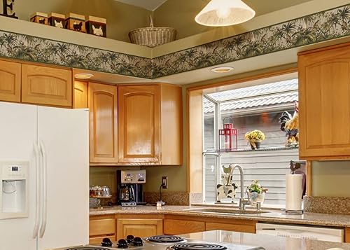 Miniatura 3 de CONCORD WALLCOVERINGS ™ Papel Pintado Frontera Selva Patrón Monos Jungle Birds Para Sala De Estar Dormitorio Comedor, Beige Verde Marrón, 15 Pies