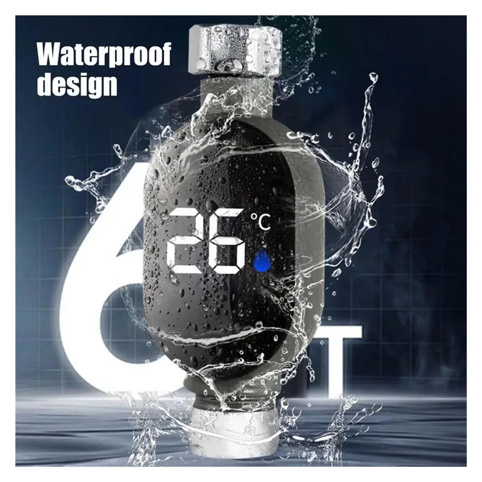 Duschtemperaturmesser, LED-Duschtemperaturmesser, LED-Digitalanzeige, sofort ablesbare Temperaturanzeige for das Bad, wasserdicht, Smart-Monitor Für Zuhause und Baden