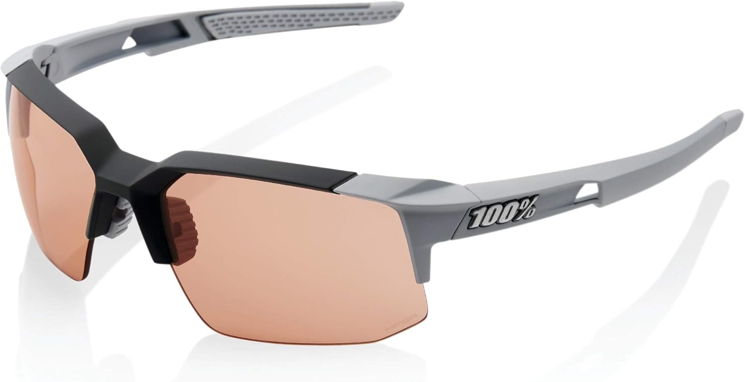 100% Speedcoupe Sport Performance Sunglasses - Sport and Cycling Eyewear (Soft TACT Stone Grey - HiPER Coral)