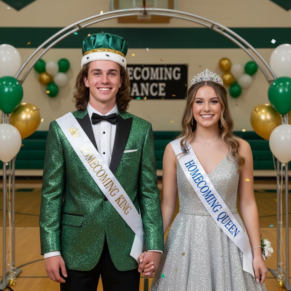 Anderson's Satin Crown with Gold Trim and Faux Fur, King Crown For Prom, Homecoming, Royalty, Mardi Gras, Birthday, Party