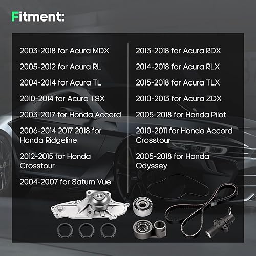 Miniatura 3 de SCITOO Kit de correa de distribución del motor para 03-18 para Acura MDX RDX 05-12 para Acura RL 04-14 para Acura TL 15-18 para Acura TLX 03-17 para