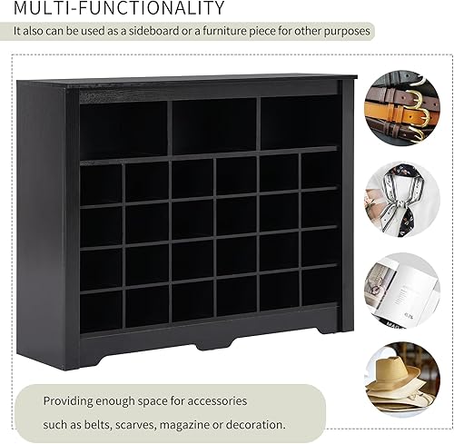 Vista 6 de Harper & Bright Designs Sleek Design - Consola de 24 zapatos, armario moderno para zapatos con base curva, aparador versátil para pasillo