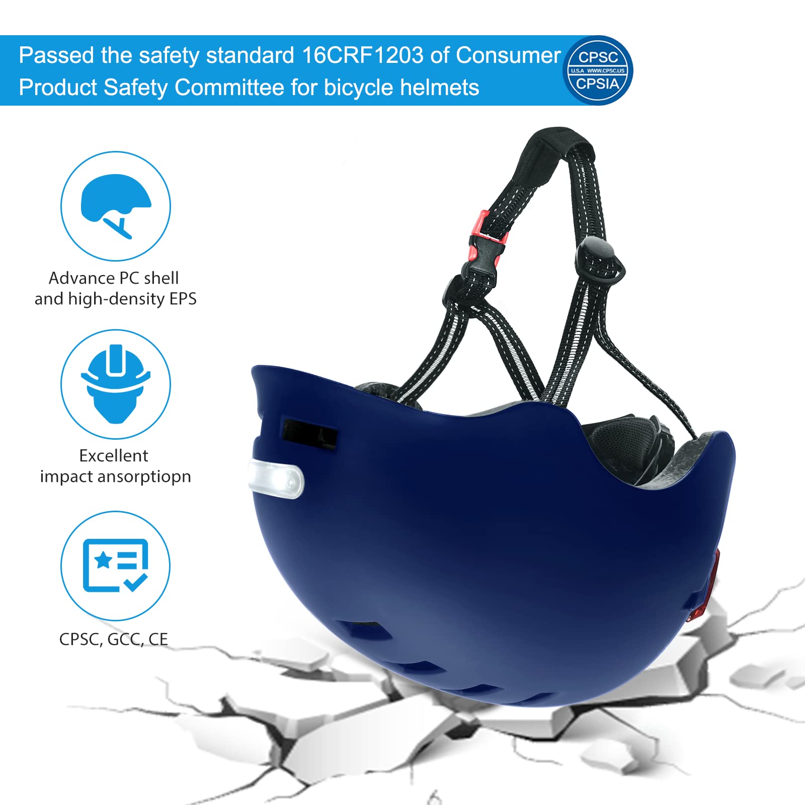 Casco de bicicleta con luces recargables por USB y luz LED trasera para viajeros urbanos, ajustable para hombres y mujeres