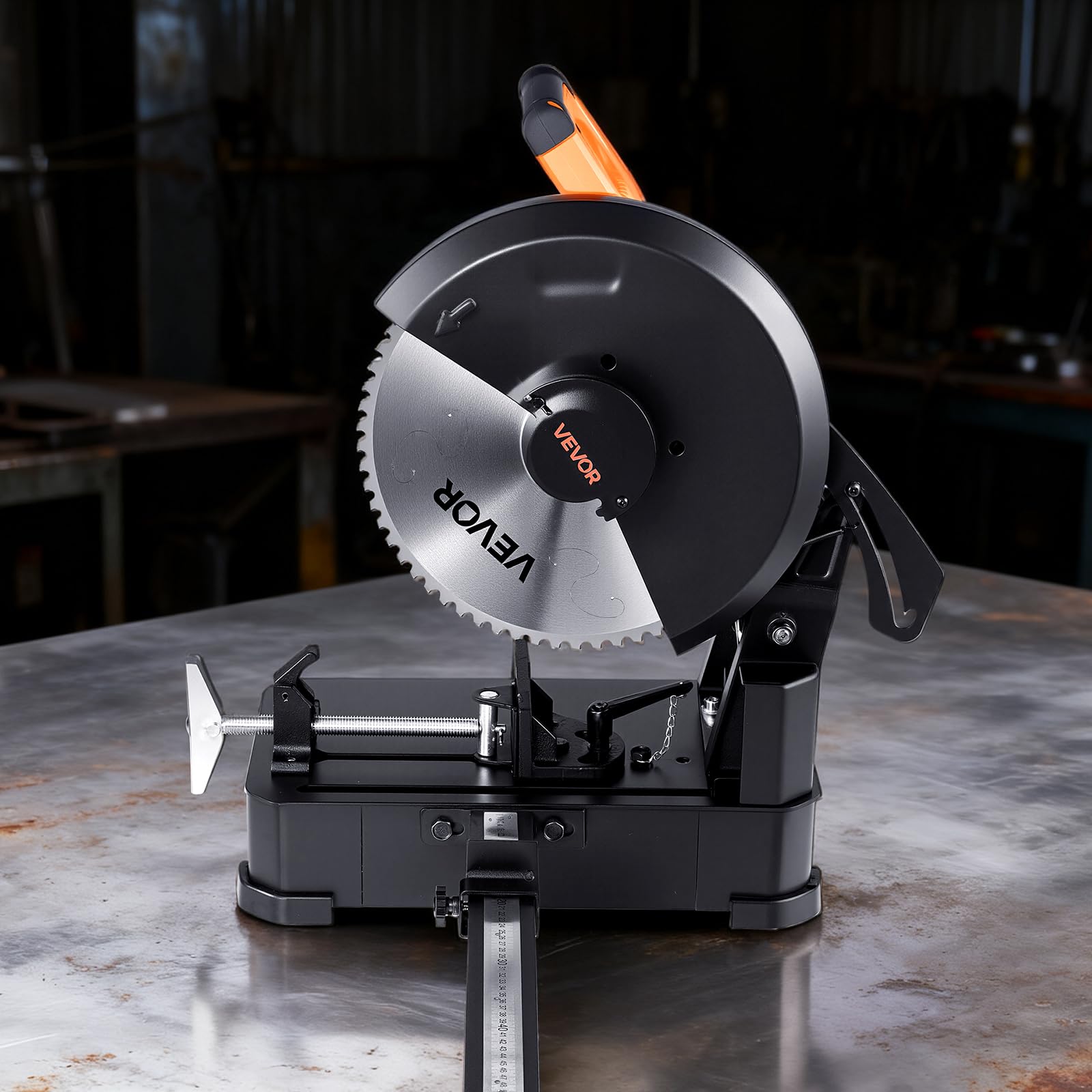 VEVOR Troncatrice per Taglio dei Metalli con Lama a Freddo in Acciaio Inox da 355 mm, Motore Brushless da 3500 W, Velocità Regolabile 750-1200 giri/min, Angolo 0-45°, Troncatrice Taglio Metallo