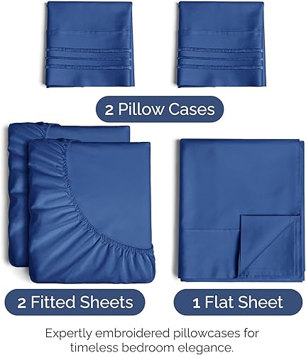 Vista 1805 de Juego de sábanas de 4 piezas tamaño king, extrasuaves, transpirables y refrescantes con esquinas profundas, sábanas de fácil ajuste y sin arrugas