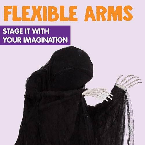 Miniatura 4 de JOYIN Decoraciones de Halloween de 63 pulgadas para exteriores, decoración de fantasma colgante sin cara oscura en bata de terror negra para
