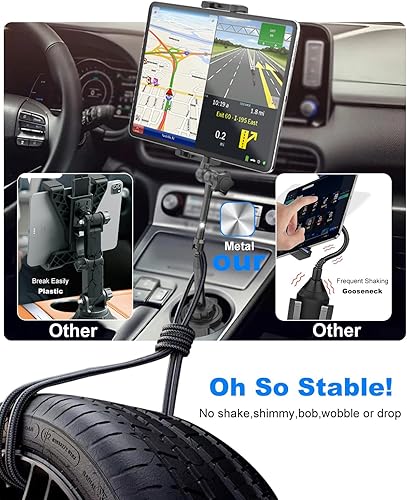 Miniatura 4 de Soporte de metal resistente para tableta de automóvil, ajuste de un solo toque, soporte mágico para vasos de brazo para automóvil, SUV, camiones,