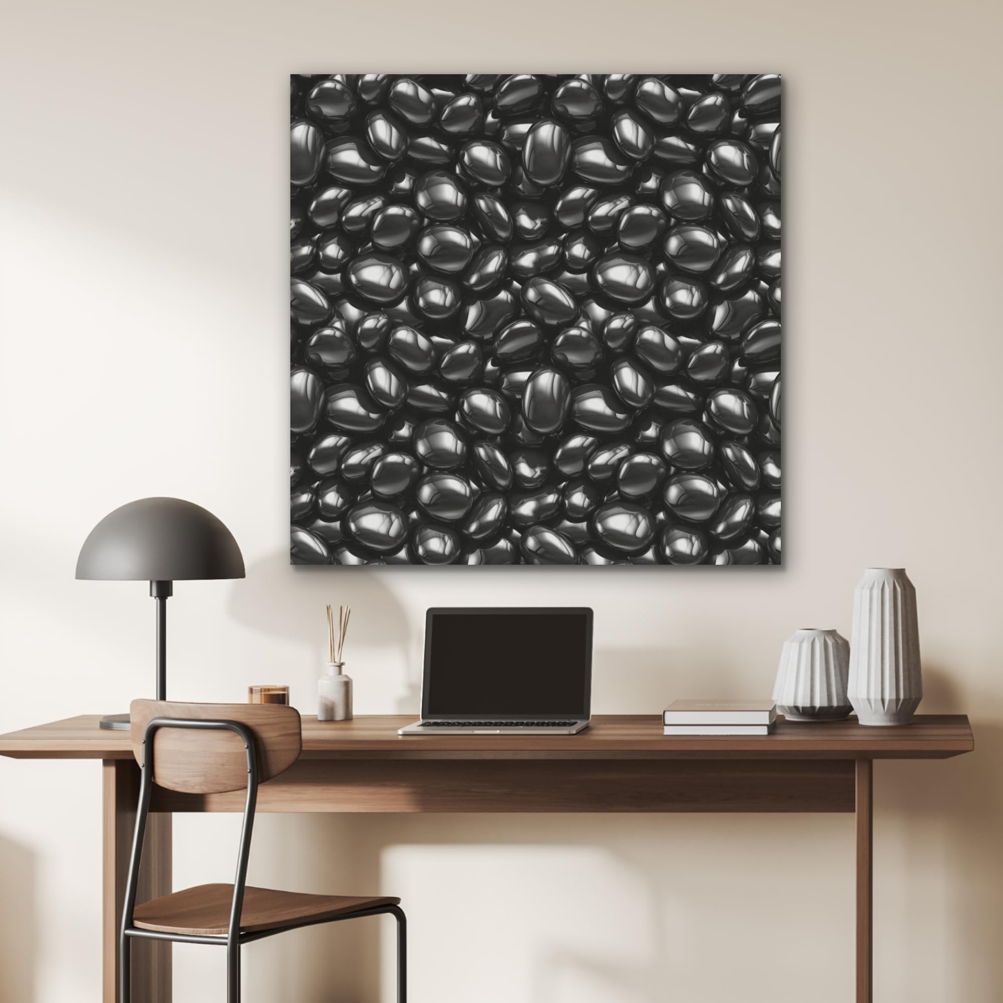 MuchoWow© Pannelli Fonoassorbenti Parete Acustici 90x90 cm Insonorizzanti Pannello Fonoassorbente Design Isolante Acustico Fonoisolanti Insonorizzazione Stanza Nero - Lucido - Pietre