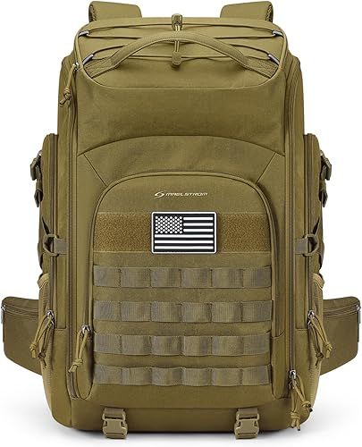 Maelstrom Mochila táctica para hombre, resistente al agua, mochila militar de 40 L, para senderismo, campamento, gimnasio con sistema Molle (caqui)