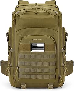 Maelstrom Tactical Backpack for Men, Water Resistant 40L Military Backpack, for Hiking, Camping, Gym with Molle System (Khaki)