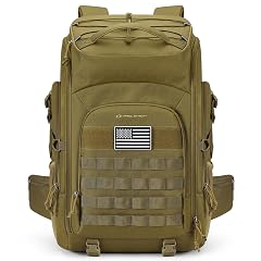 Maelstrom Tactical Backpack for Men Water Resistant 40L Military Backpack for Hiking Camping Gym with Molle System Khaki