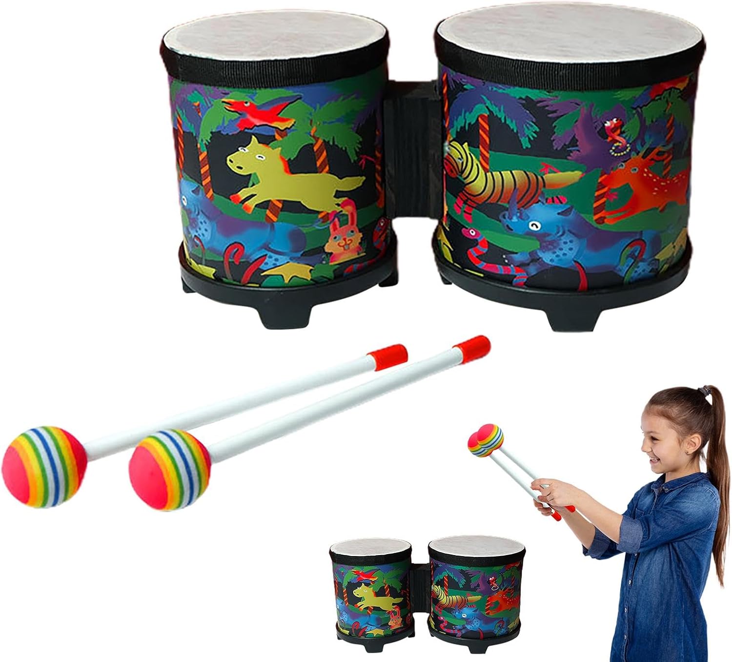 Bongo Drum – Kids Bongos, Handcrafted Wooden Drum | Cute Hand Drum Musical Toy, Hand Drum Hand-Crafted Drum With 2 Colorful Drumsticks, Musical Instruments For Kids Adults Professional Bongo Drum – Kids Bongos, Handcrafted Wooden Drum | Cute Hand Drum Musical Toy, Hand Drum Hand-Crafted Drum With 2 Colorful Drumsticks, Musical Instruments For Kids Adults Professional