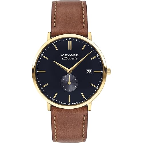 Movado Heritage Series Silhouette Men’s Watch, Swiss Quartz, 3 ATM Water Resistance, 40mm