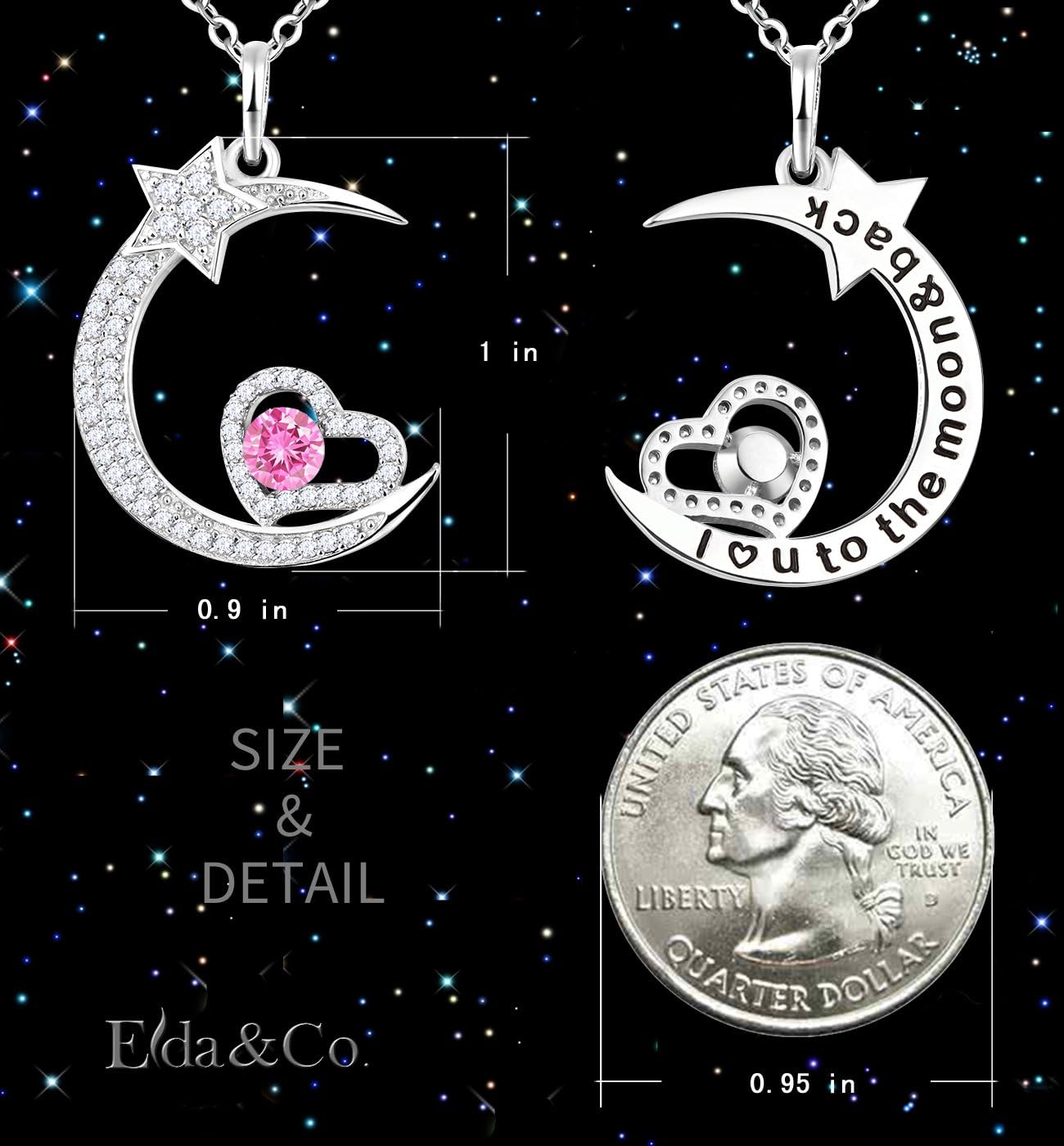 ELDA & CO. Birthday Gifts for Mom May Birthstones Necklace Emerald Jewelry I Love You to the Moon and Back Moon Shooting Star Jewelry Women Mother Sterling Silver - Image 6