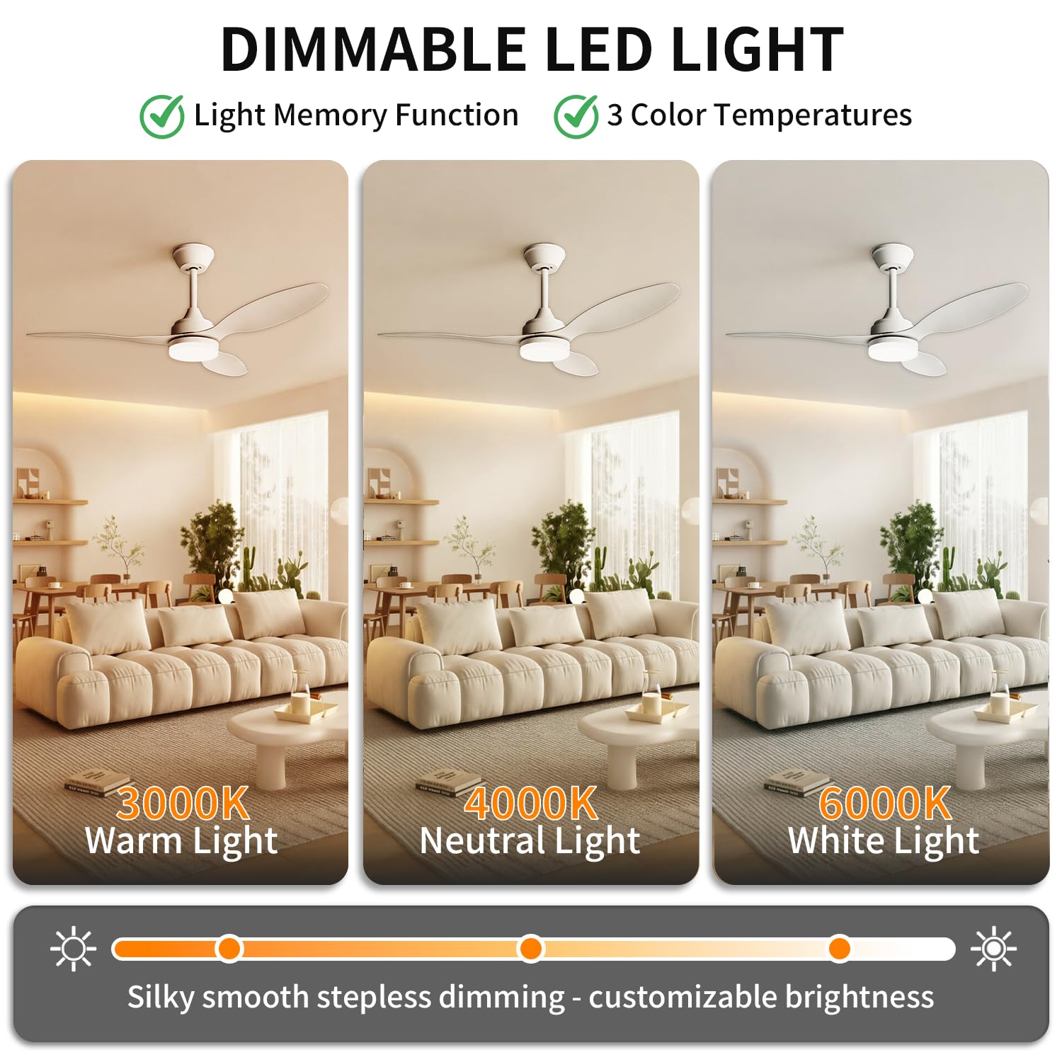 106CM Ventilatore da Soffitto, Ventilatore da Soffitto con Lampada e Telecomando 6 Velocità Reversibile, Lampada da Soffitto Silenziosa con Ventilatore, LED Fan Plafoniera Dimmerabile, Timer