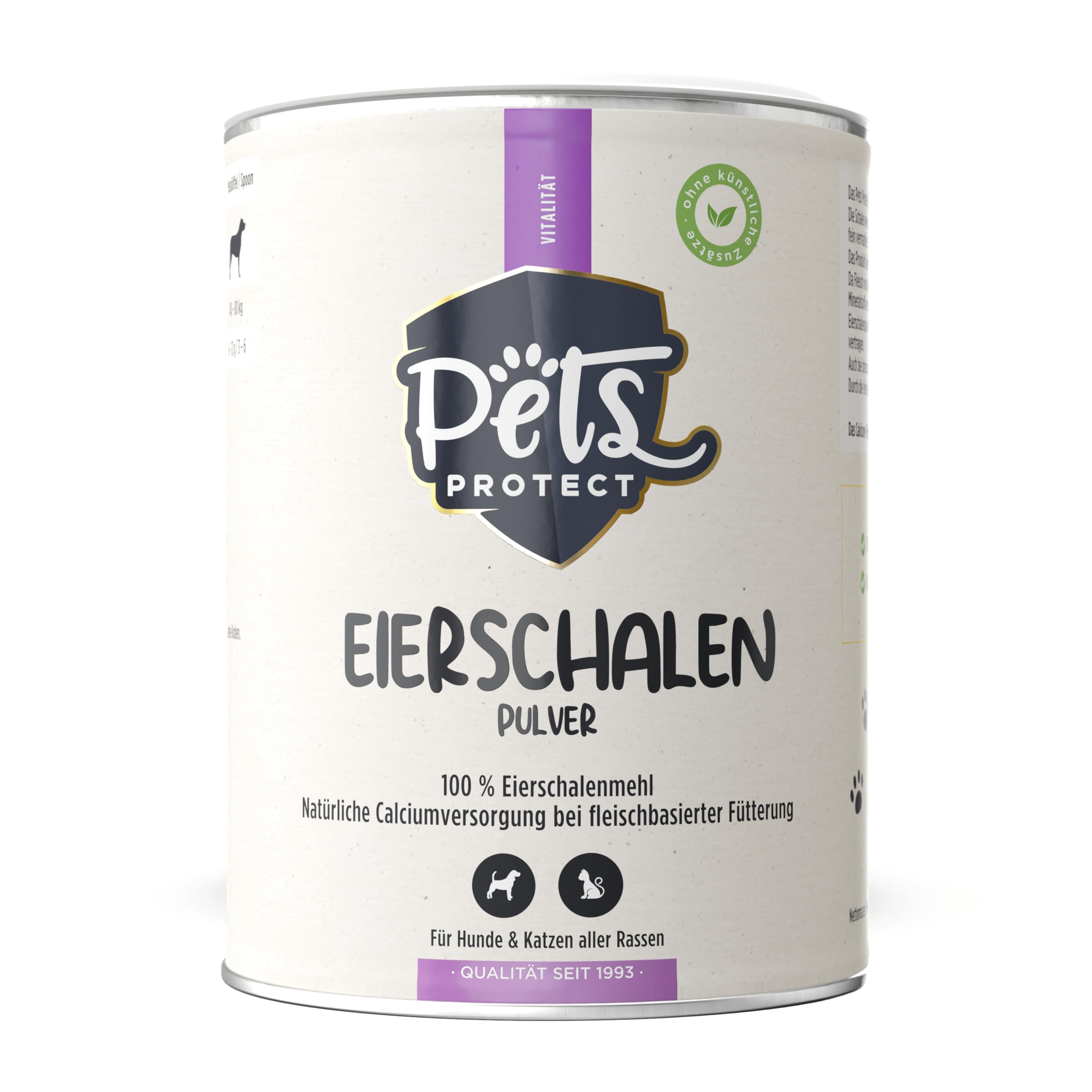 Pets PROTECT Polvere di Guscio d'uovo Biologico, 200 g, fonte Naturale di Calcio per Cani e Gatti, Farina di Guscio d'uovo Biologico, Ricca di minerali e Sostanze nutritive ad Alta biodisponibilità