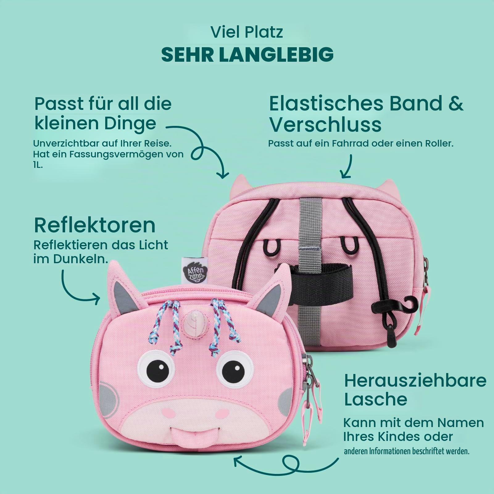 puky lenkertasche mit namen Affenzahn Kletthalterung für Fahrrad, Tretroller und Laufrad Einhorn JT XLC Evo Freilaufkörper Shimano-10-fach Color:Winter Camo