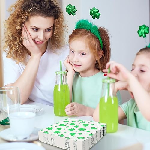 Miniatura 5 de JarThenaAMCS 100 servilletas de papel para el día de San Patricio, 3 capas, servilletas desechables de trébol verde, servilletas irlandesas para