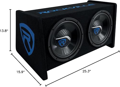 Miniatura 10 de Rockville RV1010P - Subwoofers dobles de audio para automóvil de 10 pulgadas y 1000 W en caja de sub ventilación en caja de submarinos, color negro