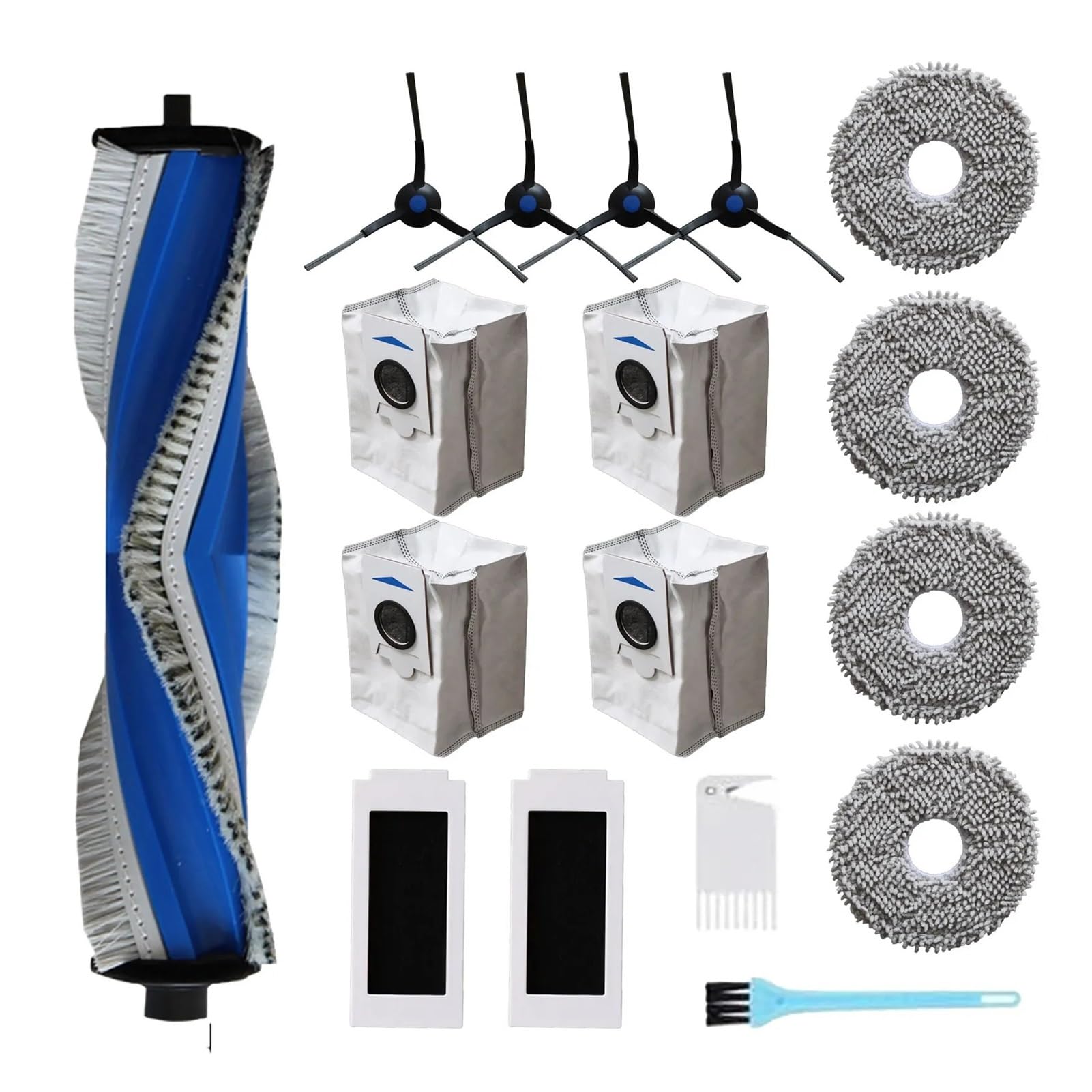 Dirlux Compatible for ECOVACS Deebot T30S T30S Pro Series Robot Vacuum Main Side Brushes HEPA Filters Wipes Dust Bags Cleaning Brushes Kit