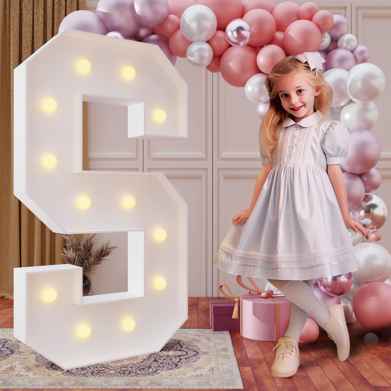 Photo 1 of imprsv 4FT Marquee Light Up Letters for Birthday Party Decorations Large Marquee Letters for Wedding Event Bridal Shower Engagement Anniversarty Party Decor,Letter S