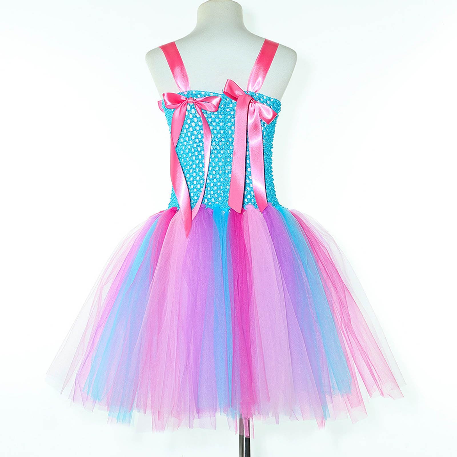 Vestito tutù da bambina arcobaleno, per feste di danza, per tutti i giorni, in tulle, gonna soffice, colori arcobaleno, fascia elastica, ideale per feste e cosplay