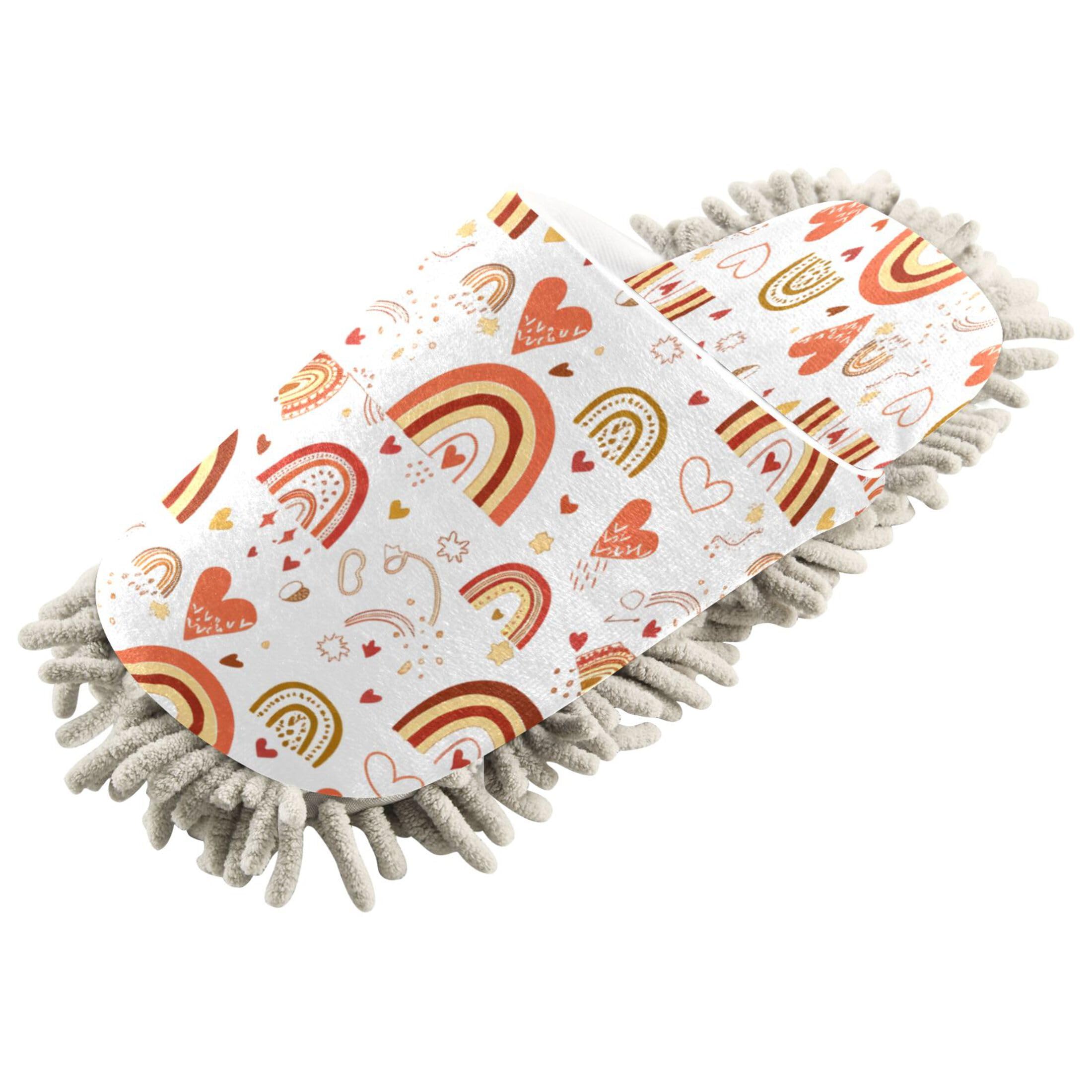 Kigai Boho Rainbows Mop Slippers for Floor Cleaning, Slippers for Women Men, Microfiber Floor Cleaning, M