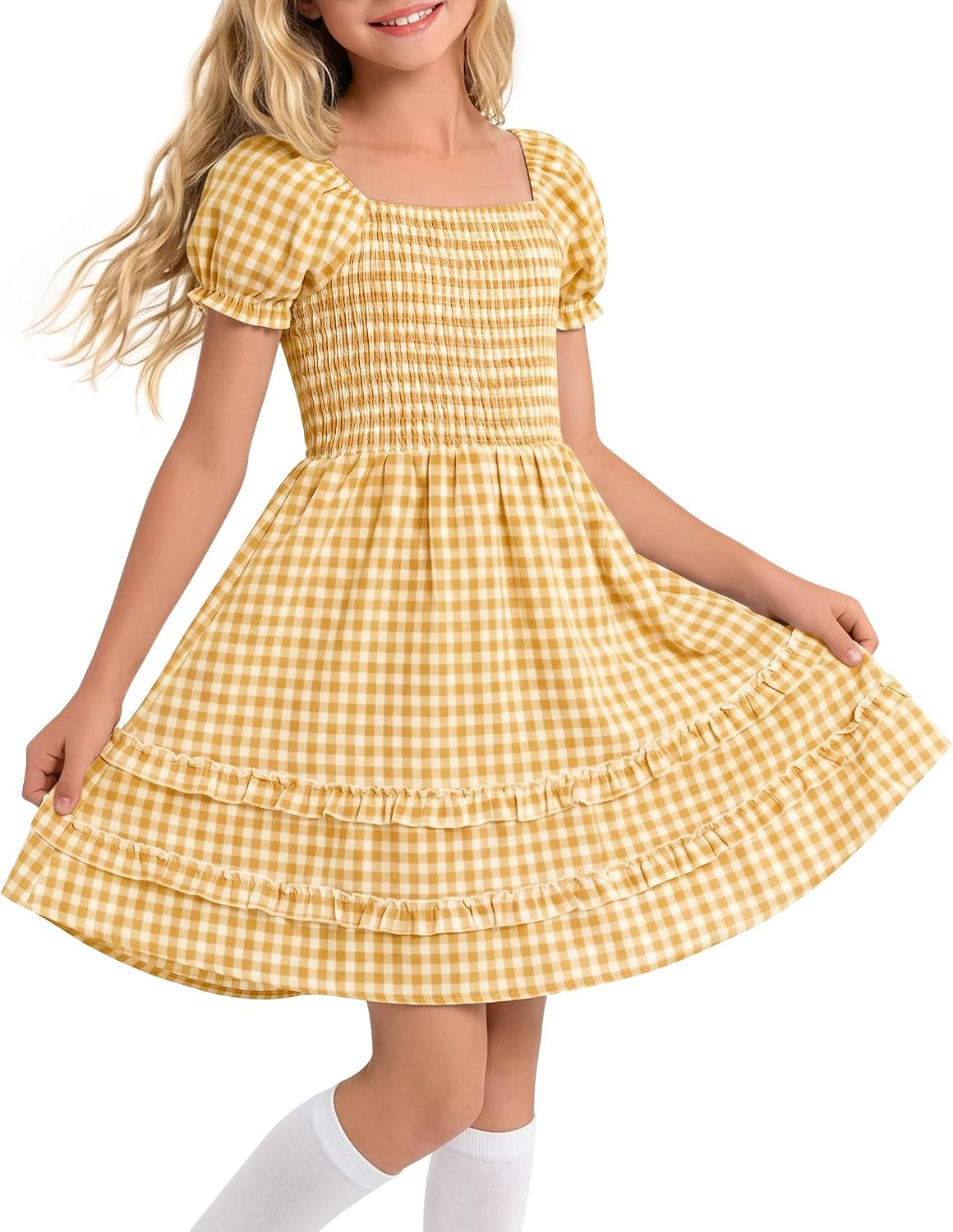 Girls' Gingham Dress Kids Plaid Dresses