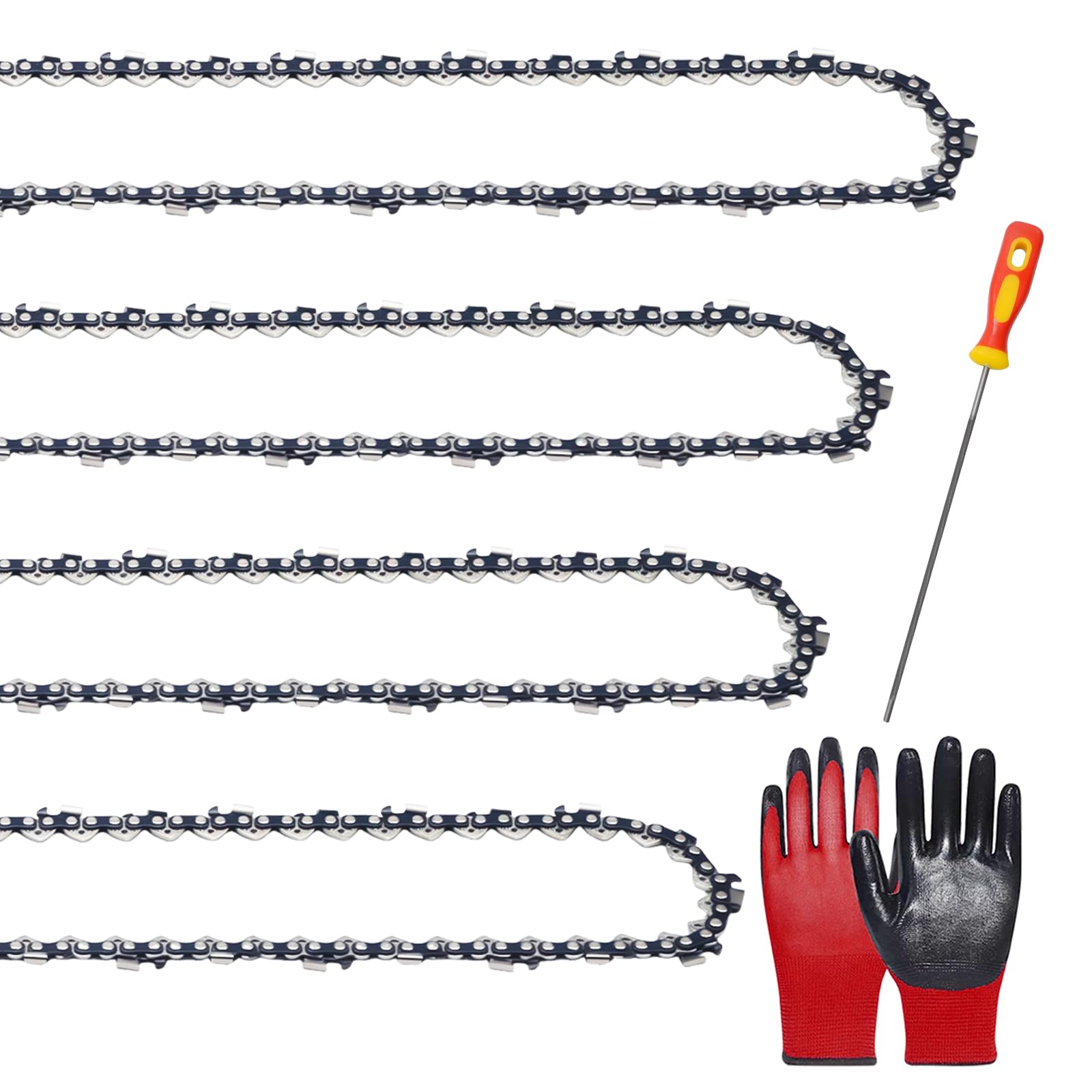 Paquete de 4 cadenas de motosierra de 20 pulgadas, paso de 0.325 pulgadas, calibre de 0.50 pulgadas, 76 eslabones de transmisión, incluye guantes y lima, repuesto para Stihl 026, 028, 029