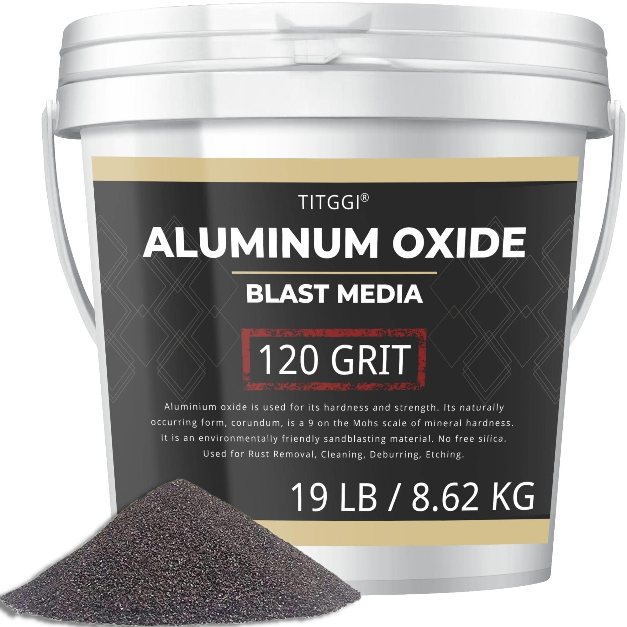 TITGGI 120 Grit Aluminum Oxide Blast Media for Sandblasting, 19 lb