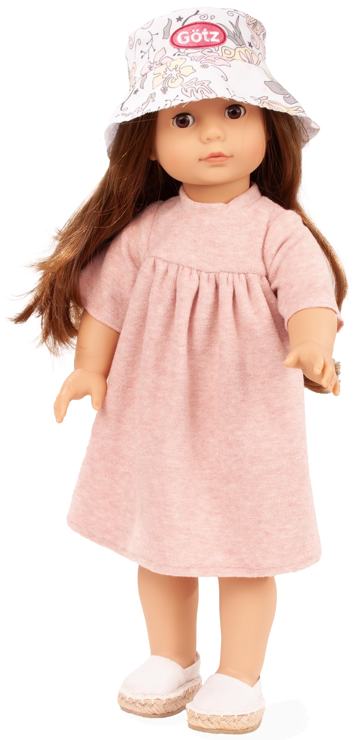 Götz 2590336 Precious Day Girl Elisabeth Schmetterling Puppe 46cm Stehpuppe | 6-tlg für Kinder ab 3 Jahren, braune Haare, braune Schlafaugen, Outfit mit Frotteekleid, frisierbar, Weichkörper